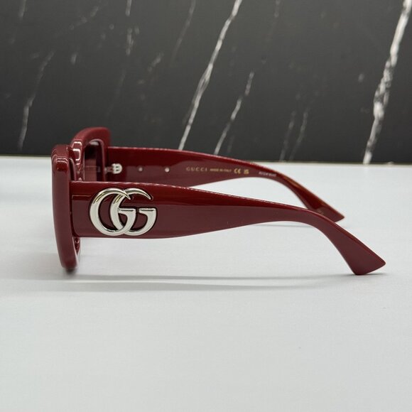 NEW GUCCI SUNGLASSES RED BURGUNDY WOMEN EYEWEAR GUCCI GG1975S 005 - Picture 7 of 11